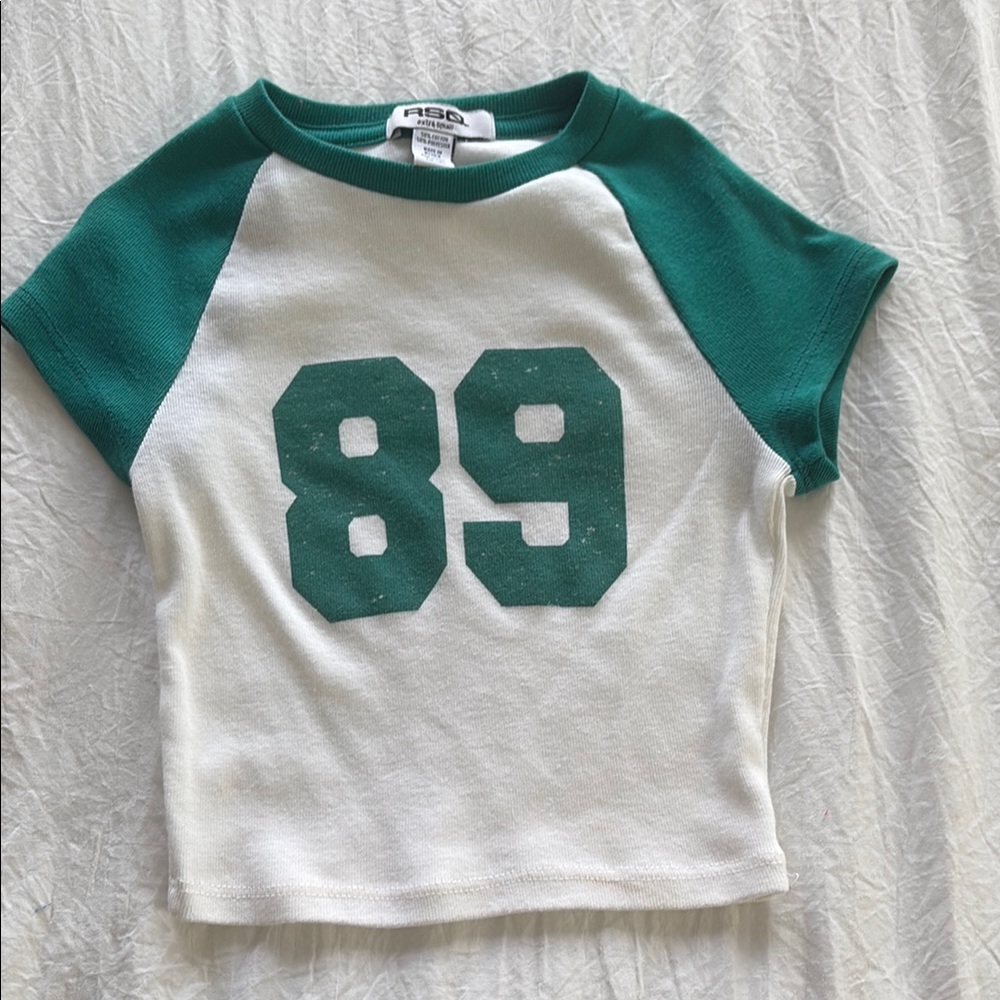 RSQ Green and White Crop Top (never worn)